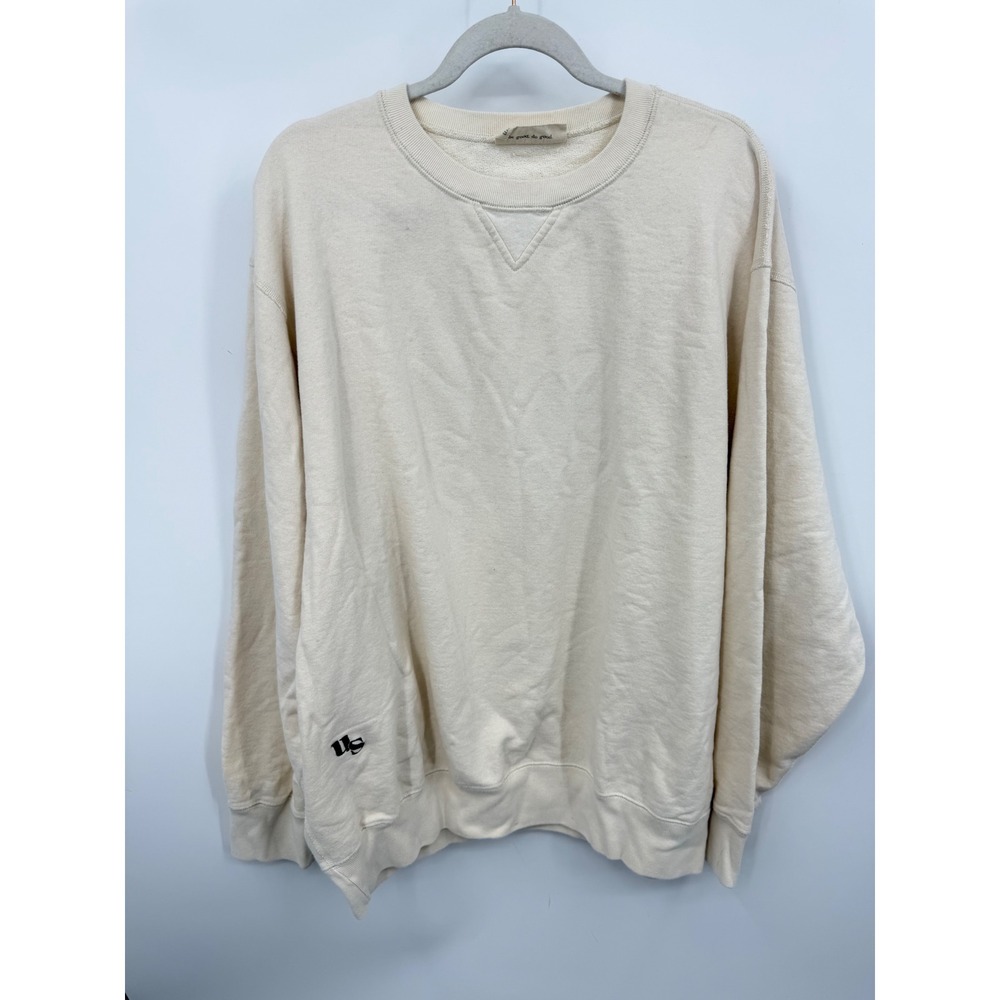 Uncle Studios Crewneck Sweatshirt Womens XL Cream Cotton Fleece Logo Canada